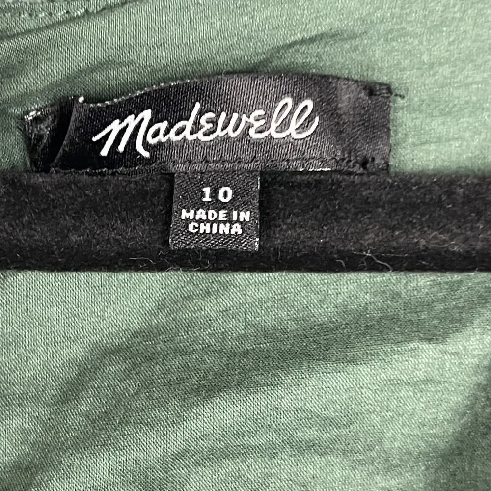 Madewell Corduroy Aidy Dress Womens 10 Green Square Neck Tiered Babydoll Holiday - Picture 6 of 14